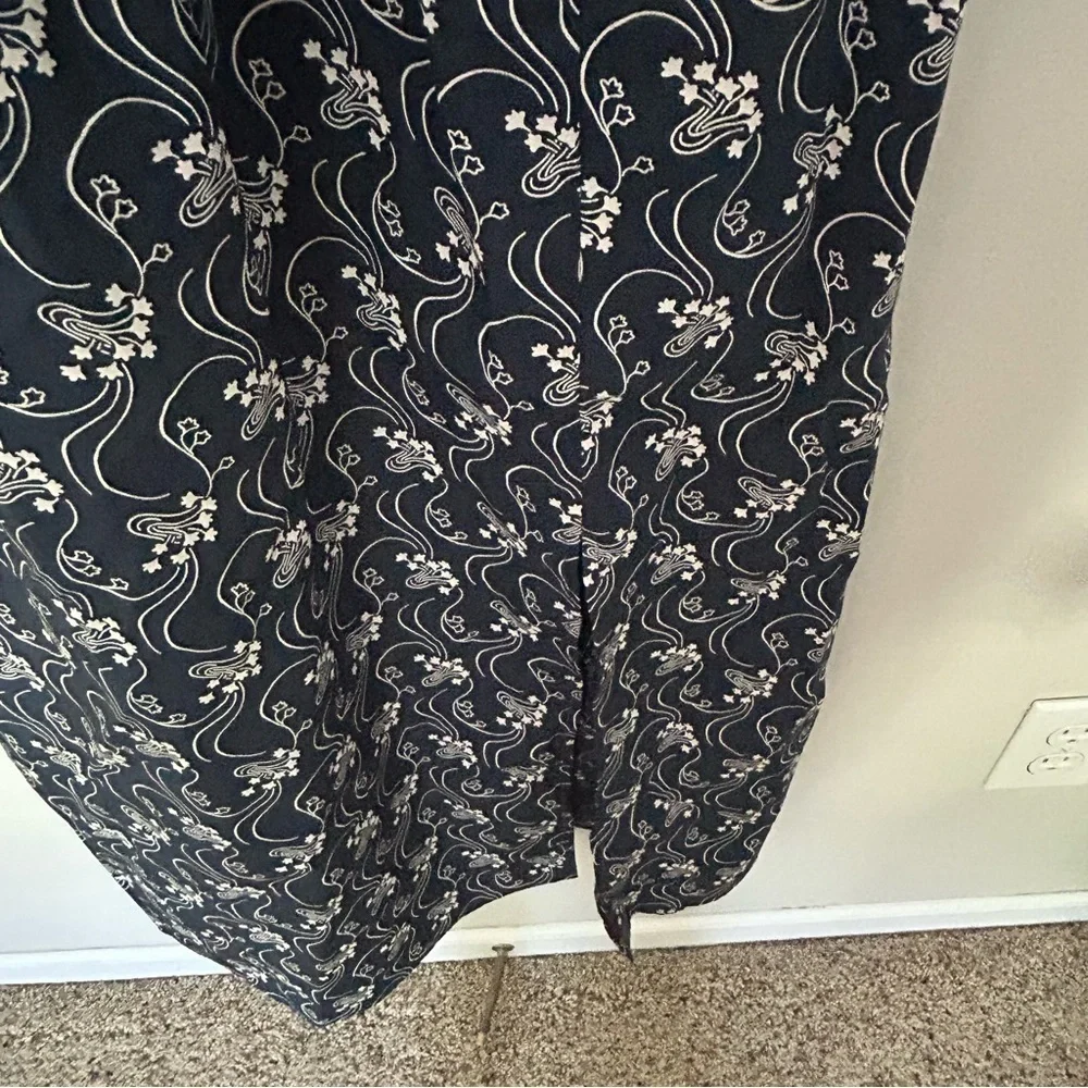 J.crew Short-Sleeve Smocked Navy and White Dress in Starry Swirl Size XS